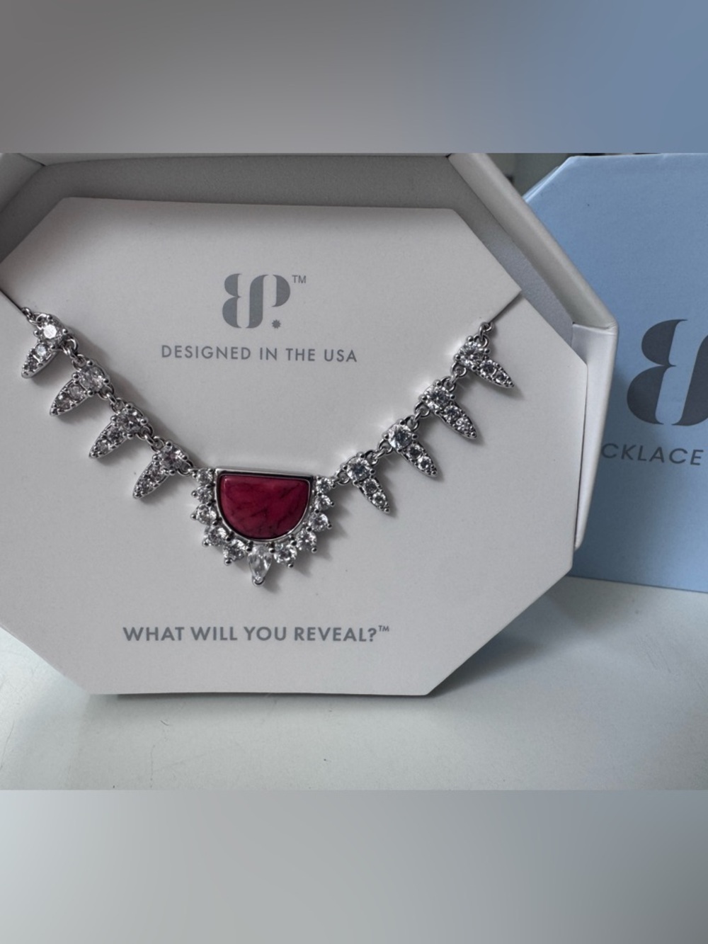bp Silver Necklace with coral magnesite